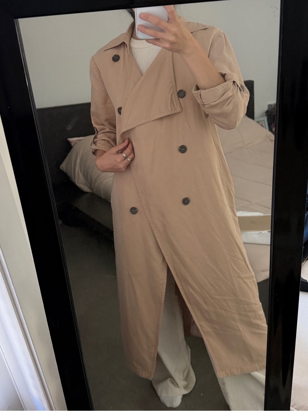 Forever 21 Classic Women's Long Trench Coat in Beige - Picture 3 of 5